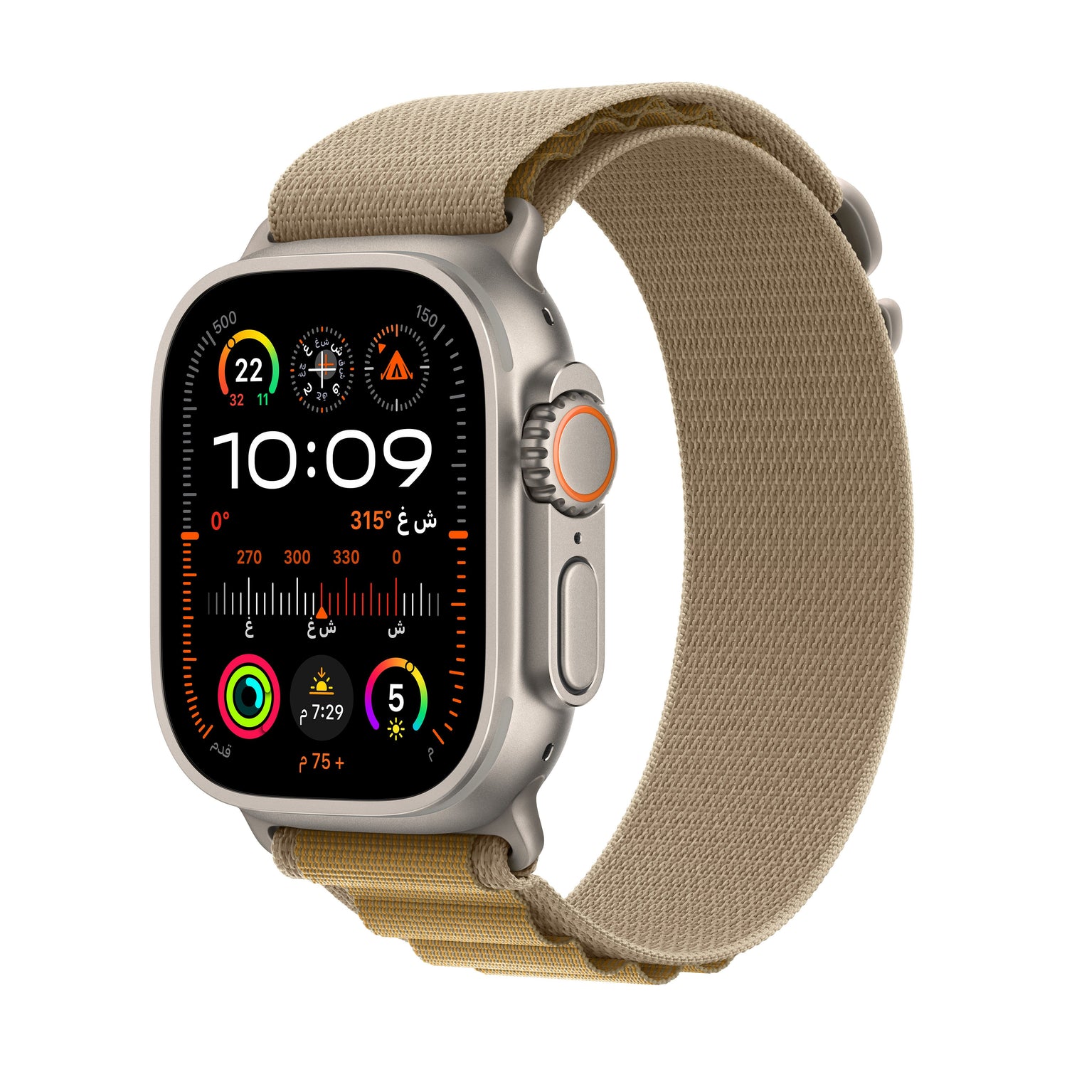 Apple_Watch_Ultra_2_49mm_Natural_Titanium_Alpine_Loop_Tan_PDP_Image_Position_1__ar-ME
