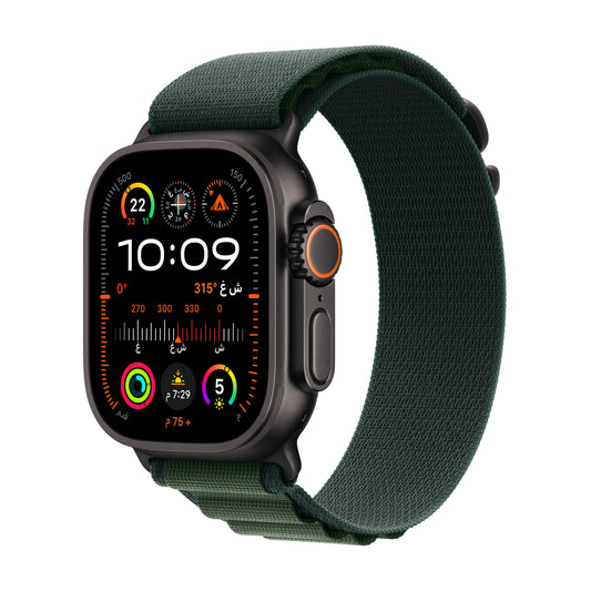 Apple_Watch_Ultra_2_49mm_Black_Titanium_Alpine_Loop_Dark_Green_PDP_Image_Position_1__ar-ME