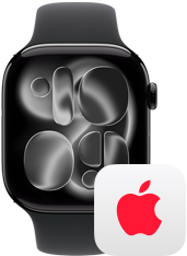 Apple Watch بجانب شعار AppleCare+