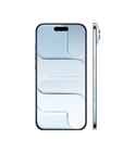iPhone Air، الواجهة الأمامية، اللون أزرق سماوي، الجزيرة الديناميكية في المنتصف أعلى، الجانب الخارجي، ملف نحيف جداً، زر جانبي، زر تحكم الكاميرا