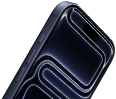 iPhone 17 Pro، الجزء الأمامي الخارجي، ميزة Dynamic Island في الأعلى، زر الإجراءات، زرّا ضبط مستوى الصوت