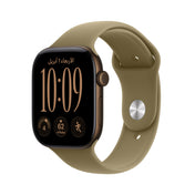 Apple_Watch_Series_12_42mm_GPS_Dark_Bronze_Aluminum_Sport_Band_Olive_PDP_Image_Position_1__ar-SA