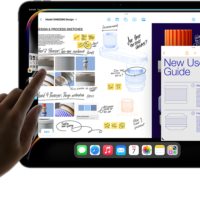 عرض تعدد المهام في iPadOS على iPad Pro يظهر تشغيل تطبيقات متعددة في نفس الوقت.