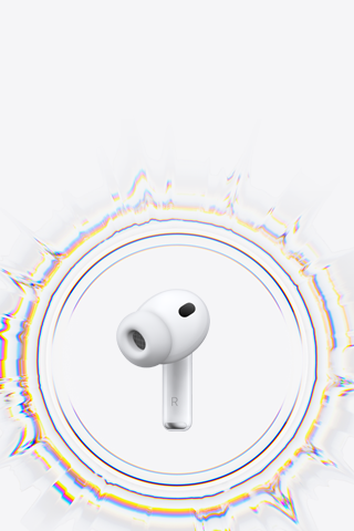 سماعة AirPods Pro 3 اللاسلكية مع رأس سيليكون محاط بموجة صوت دائرية