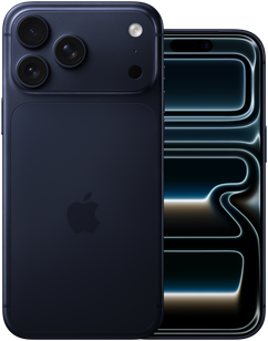 جنباً إلى جنب، iPhone&nbsp;17&nbsp;Pro&nbsp;Max، الجزء الخلفي الخارجي، نظام كاميرات&nbsp;Pro‏، 3&nbsp;عدسات، ميكروفون، فلاش، طلاء خارجي بلون [B28]، iPhone&nbsp;17&nbsp;Pro، الجزء الأمامي الخارجي بتصميم كله شاشة، طلاء خارجي بلون [B28]